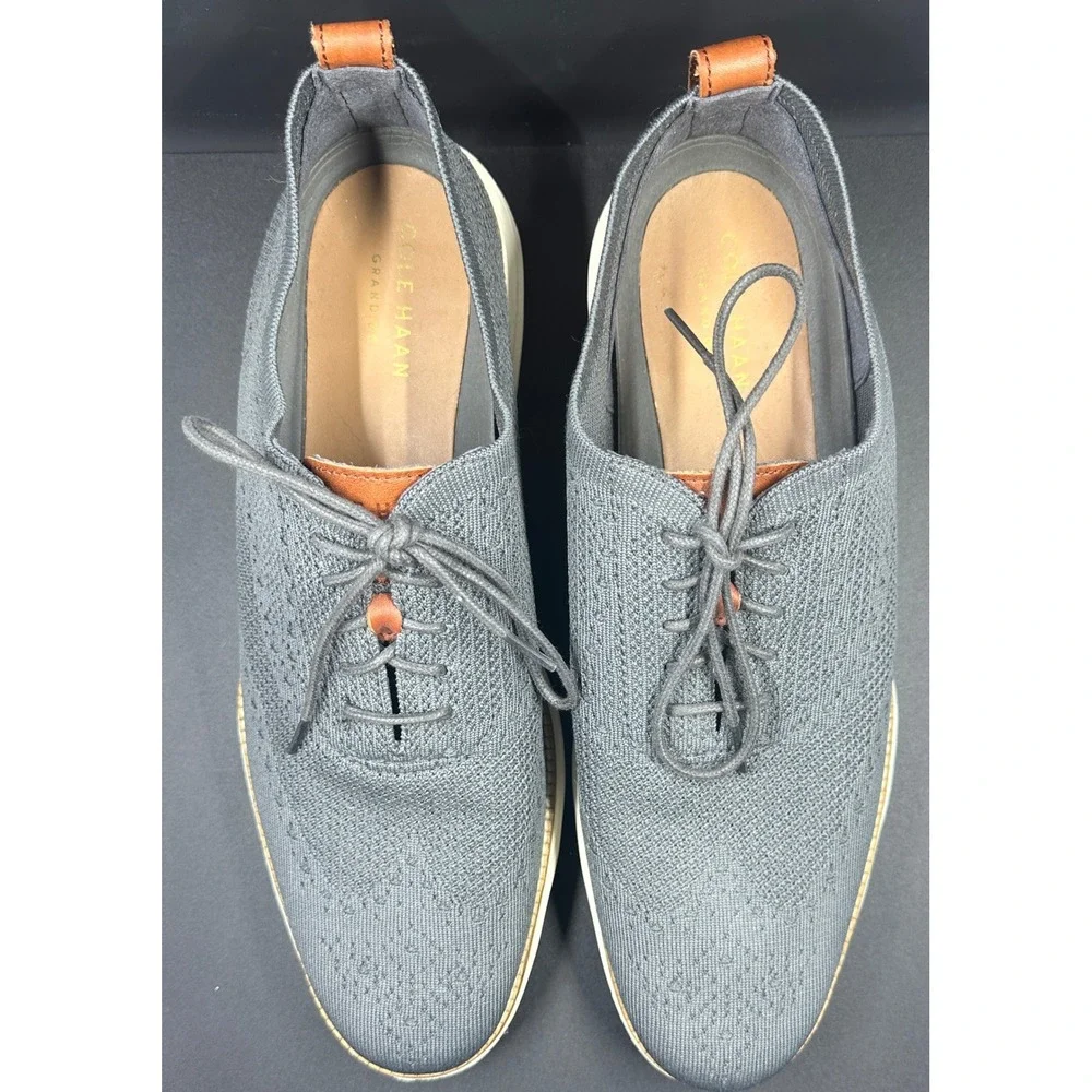 Cole Haan Mens Grand.OS Stitchlite Knit Wingtip Oxford Shoes Grey Size 12M